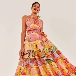 Farm Rio Mixed Print Tier Maxi Dress